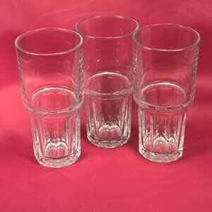 set of 3 LIBBEY DURATUFF USA stackable glasses #42